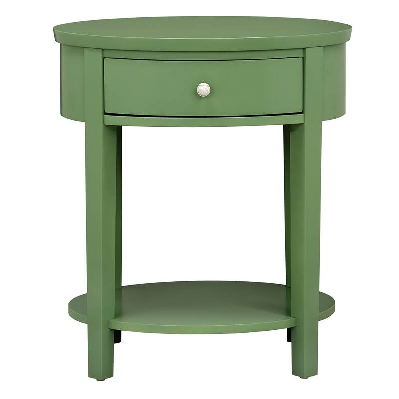 Fillmore 1-Drawer Oval Wood Shelf Accent End Table by iNSPIRE Q Modern