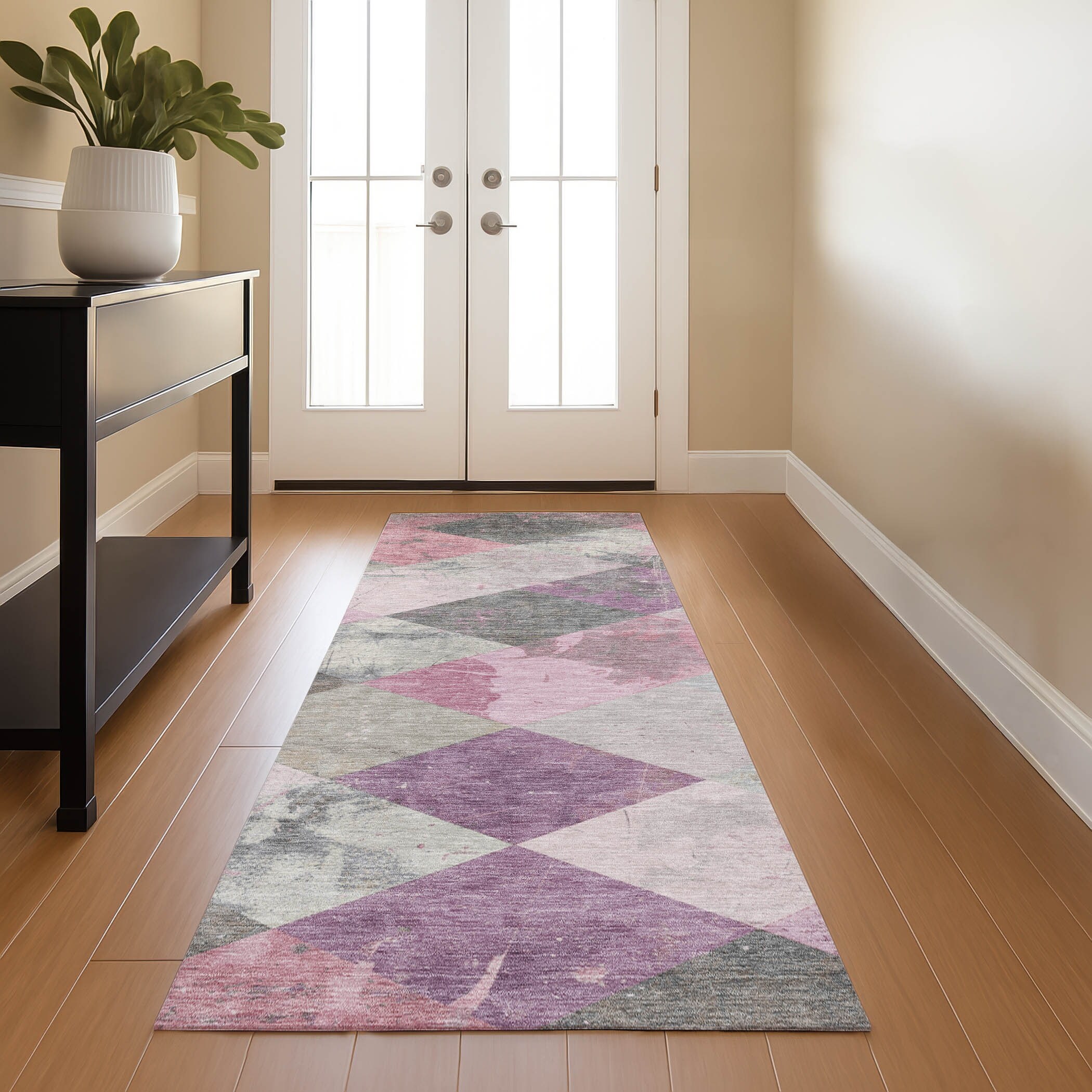 Premium Washable Super Soft Contemporary Diamonds Mayfield Rug