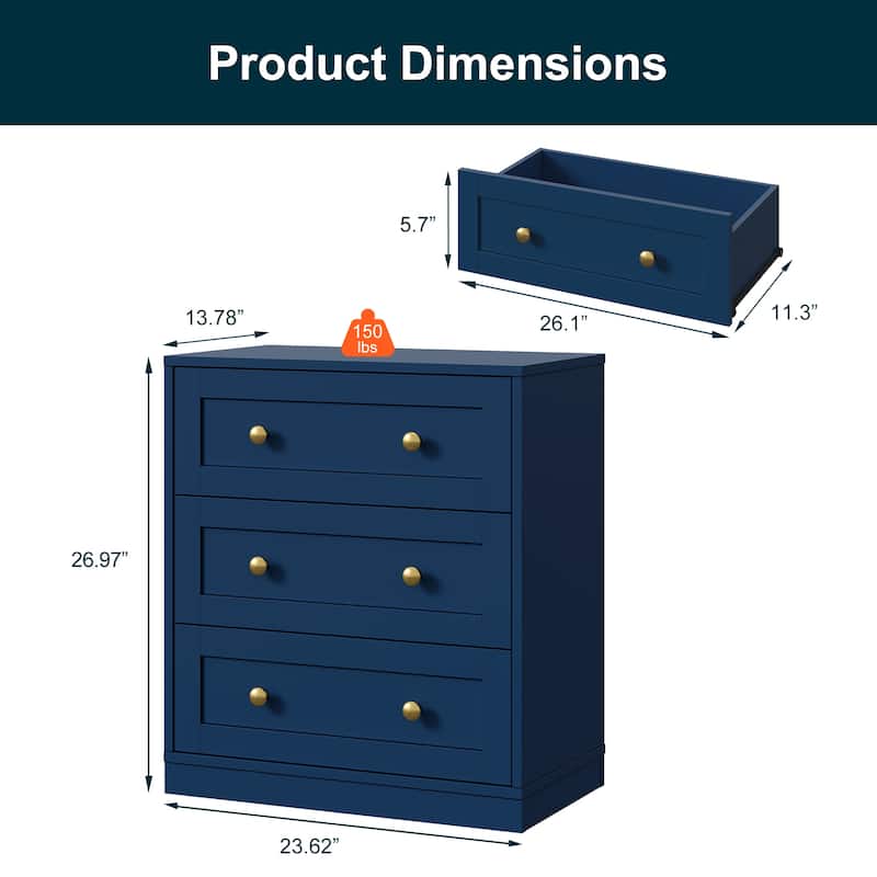 Modern Night Stand with 3 Drawers