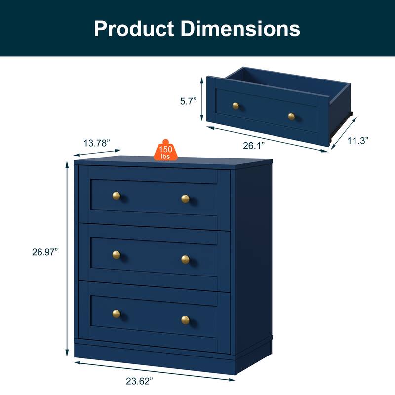 Set of 2 Modern Nightstands with 3 Drawers