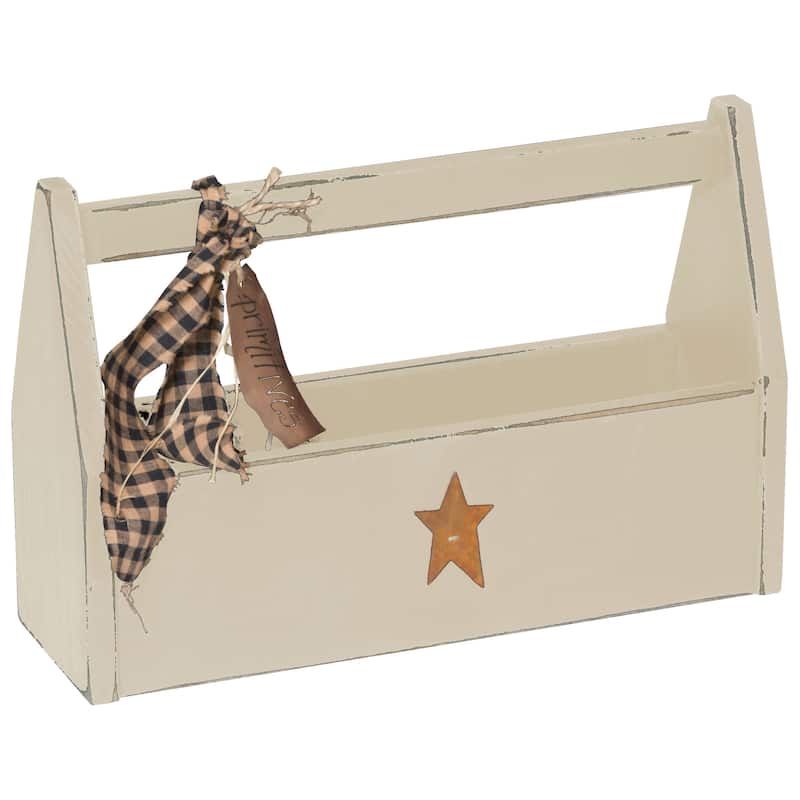 Farmhouse Decorative Tool Tote - Antique White