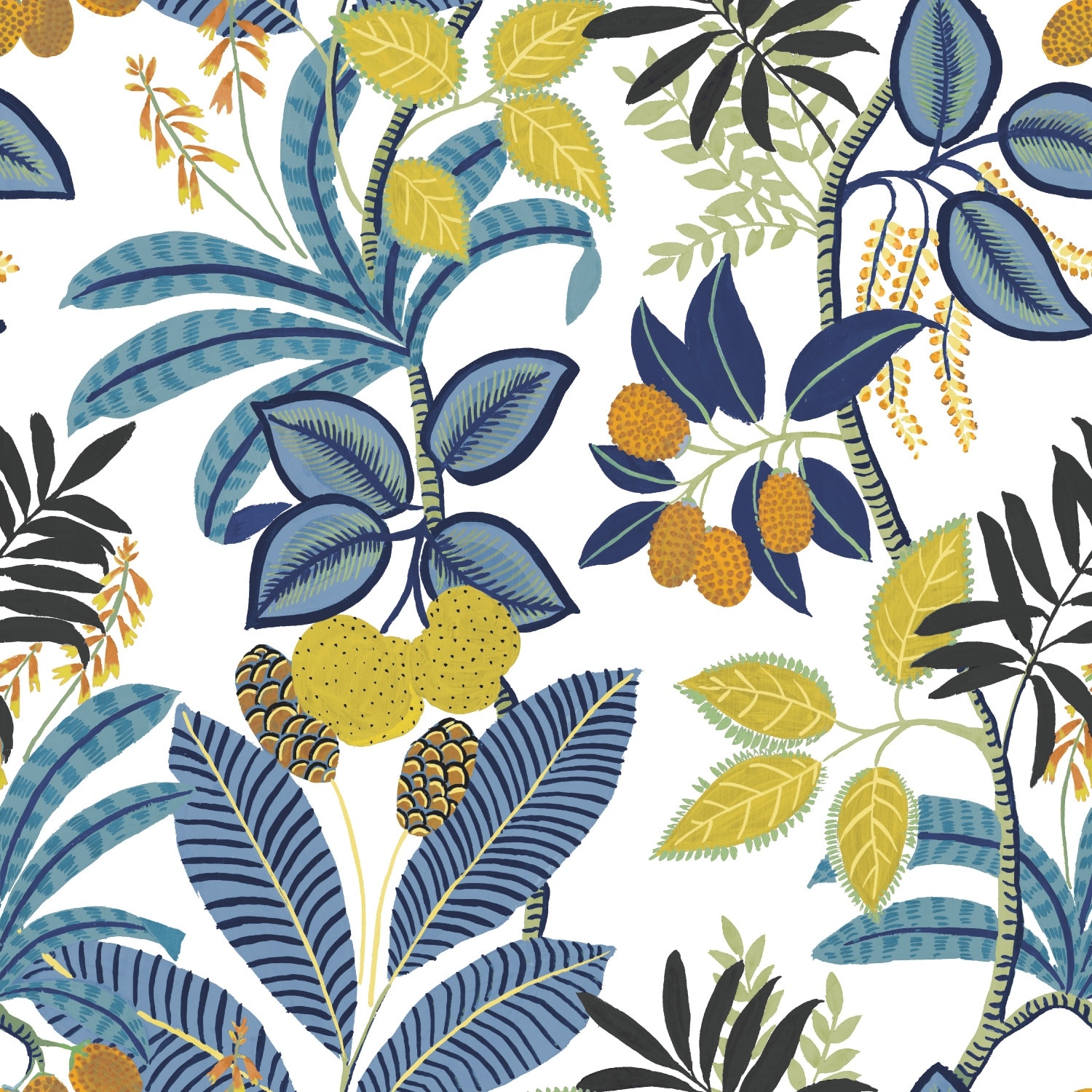 RoomMates Blue & Yellow Funky Jungle Peel and Stick Wallpaper