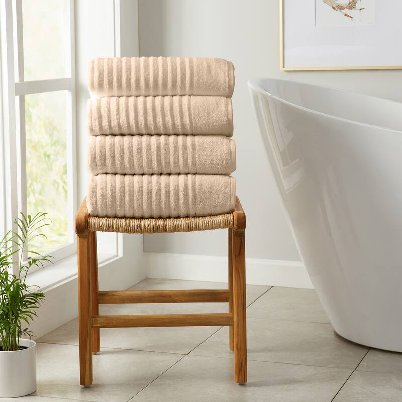Linery & Co. Combed Cotton Bath Towel Set - Bath Towel (Pack of 4) - Dune