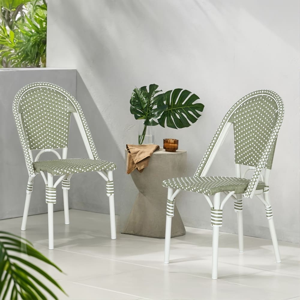Elize Outdoor French Cafe Style Chairs (Set of 2) by Christopher Knight Home
