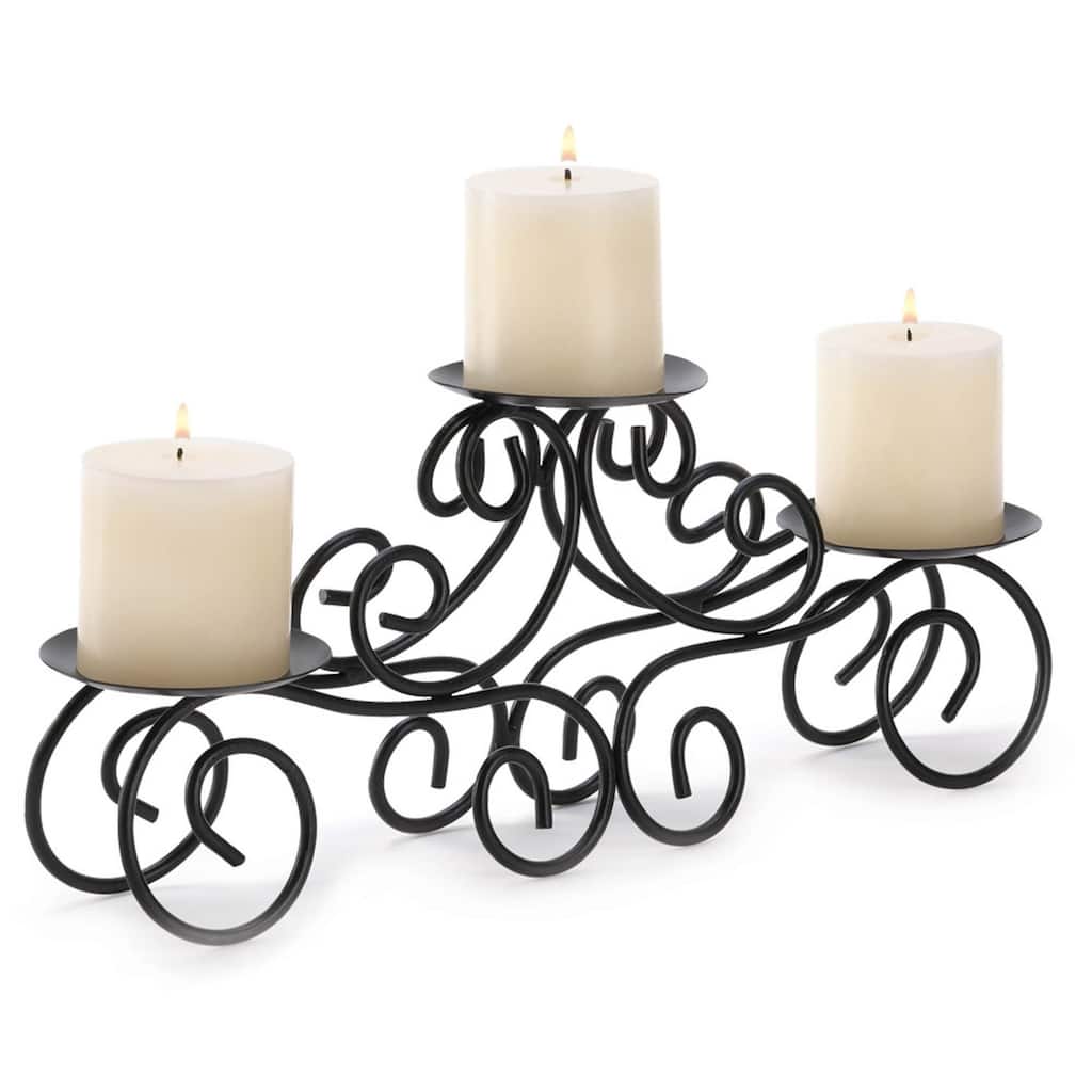 Tuscan Candle Holder with Curved Stand - 17" - Black