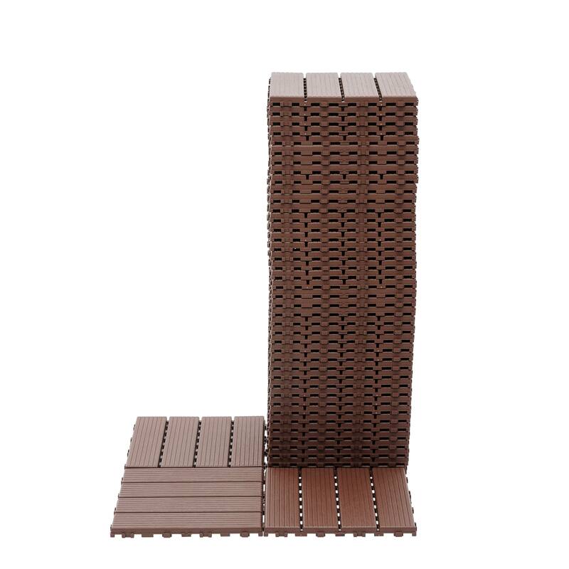 44 Pack Plastic Interlocking Deck Tiles 12"x12" Square Waterproof Outdoor Deck Tiles All Weather for Poolside Balcony Backyard