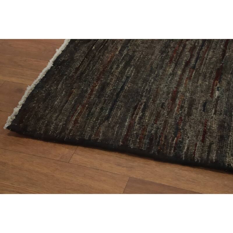 Vegetable Dye Wool Gabbeh Modern Area Rug Handmade Wool Carpet - 9' 7'' X 7' 11''