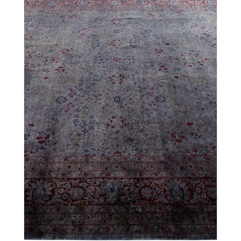 Overton Hand Knotted Wool Vintage Inspired Modern Contemporary Overdyed Gray Area Rug - 8' 3" x 10' 5"