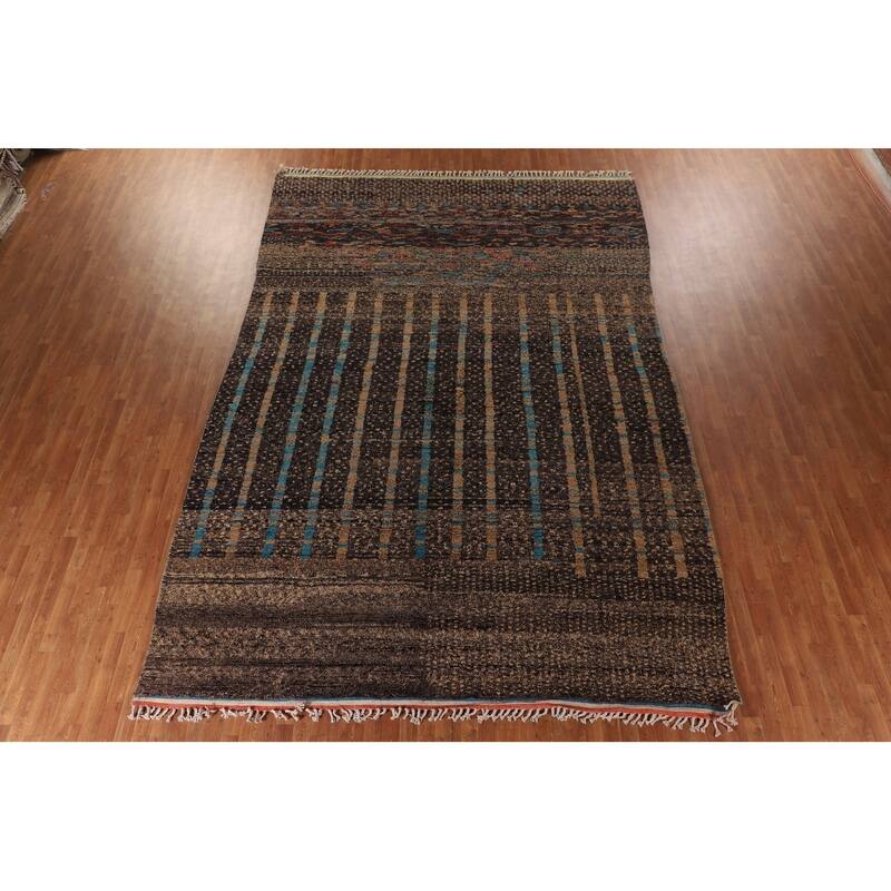 Brown Moroccan Large Oriental Area Rug Hand-Knotted Wool Carpet - 9'6" x 14'6"