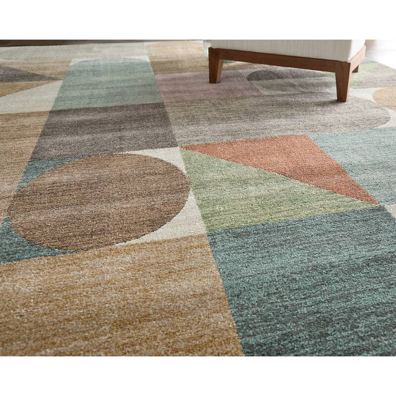 Sparkman R39QU Color Block Modern Area Rug