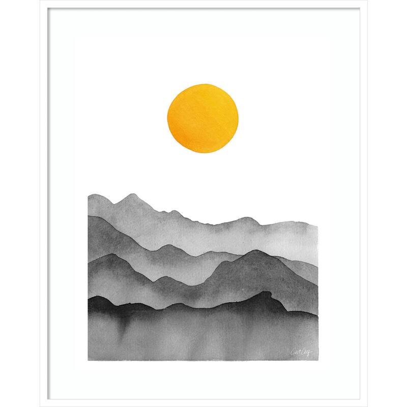 Black Yellow Mountain Range Silhouette by Cat Coq Framed Wall Art Print