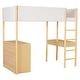 preview thumbnail 10 of 84, Modern Teddy Fleece Loft Bed with Storage Shelf, Drawers & Desk, Multi-Functional Wood Loft Bed Frame w/Soft Padding