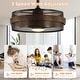 preview thumbnail 7 of 13, 21" Rustic Bronze Metal Chandelier Encolosed Ceiling Fan with Light and Remote
