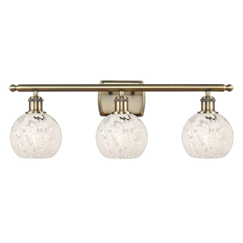 Innovations Lighting 516-3W-9-26-White Mouchette-Bathroom Vanity Light - Antique Brass / White Mouchette