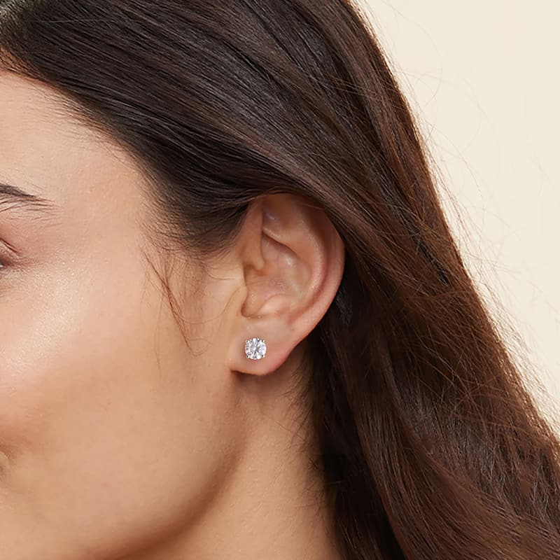 IGI Certified 1ct-4ct TDW Round Lab-Grown Diamond Solitaire Stud Earrings in 14k Gold