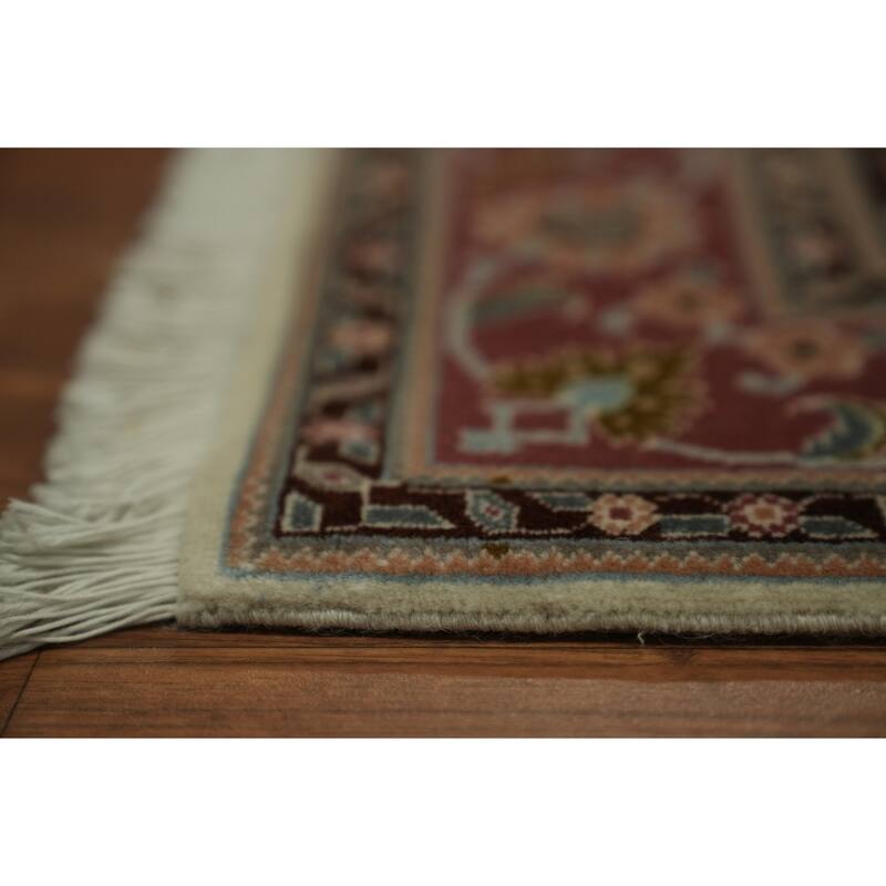 Hand Knotted Oriental 100% Wool Carpet Traditional Floral Beige & Ivories Tabriz Area Rug - 5' 3'' X 3' 4''