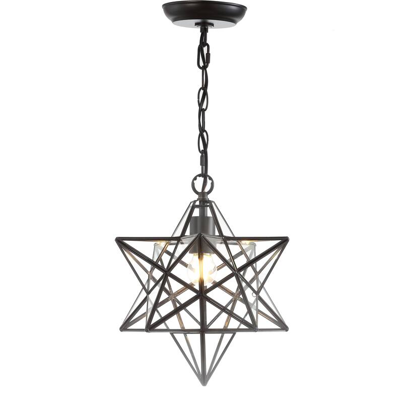 Lynn Moravian Star Metal/Clear Glass LED Pendant, by JONATHAN Y - 1 Light
