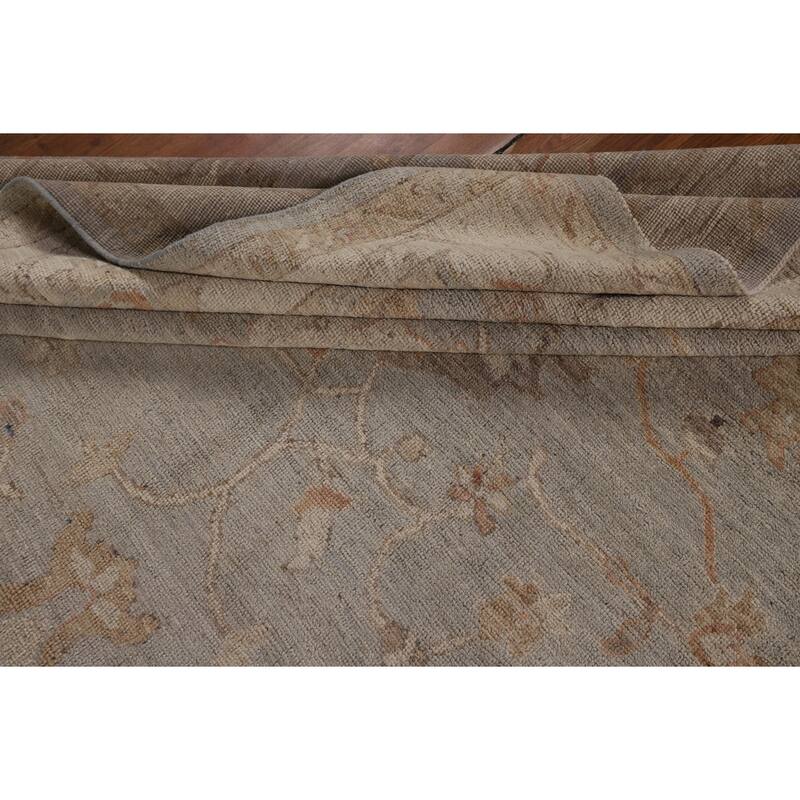 Vegetable Dye Oushak Turkish Rug Hand-Knotted Oriental Wool Carpet - 9'2"x 11'8"