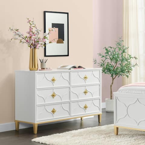Emma 6 Drawer Dresser in White and Gold by Martin Svensson Home