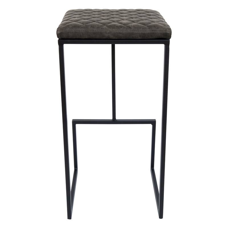 Quincy Leather Quilted Counter Height Barstool (Set of 2) with Upholstered Square Seats & Footrest for Home Bar & Kitchen