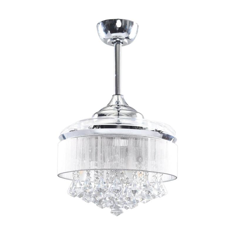 36" Modern Crystal Chandelier 3-Blade Ceiling Fan with Remote