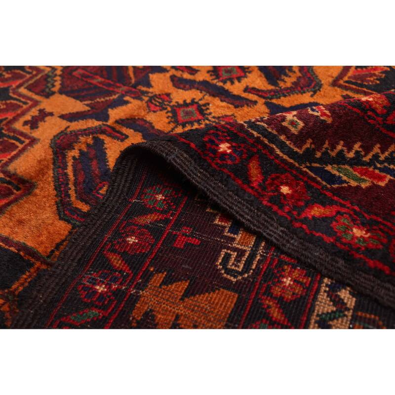 ECARPETGALLERY Hand-knotted Teimani Black, Burnt Orange Wool Rug - 3'6 x 6'2