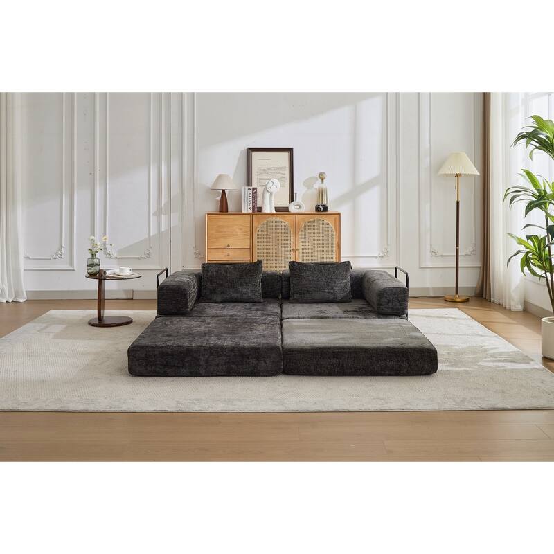 Compression Sofa,Convertible Floor Sofa Bed with Fixed-Shape Frame