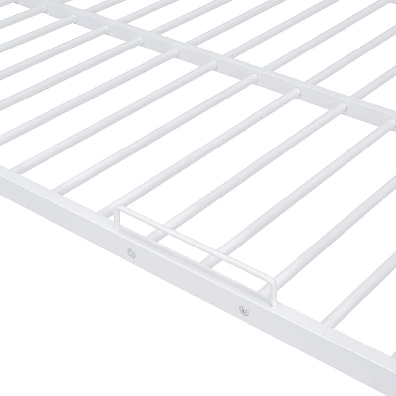 Metal Detachable Bunk Bed Frame, Full XL over Queen Iron Bunk Bed with Ladder and Guardrail, Divided Into 2 Individual Beds