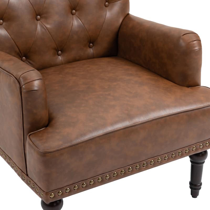 PU Leather Living Room Accent Chair with Tufted Back