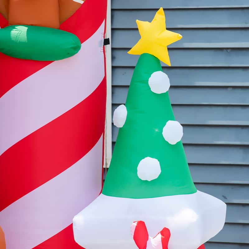 Outsunny 10ft Inflatable Christmas Candy Castle, Blow-Up Outdoor LED Display