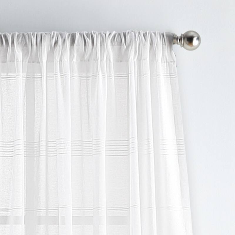 Martha Stewart Delicate Stripe Sheer Rod Pocket Window Curtain Panel Pair