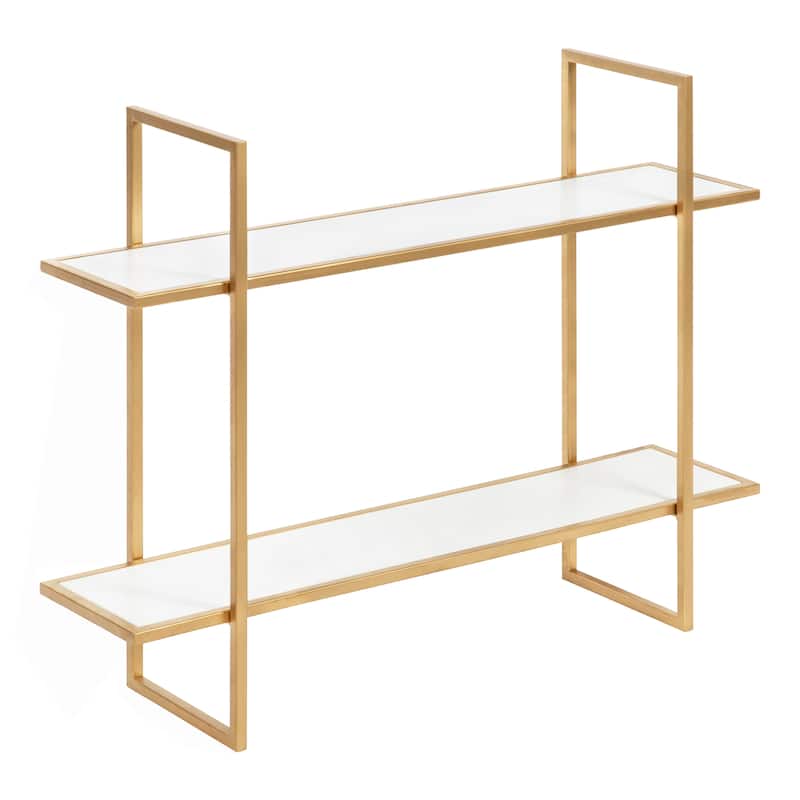 Kate and Laurel Leigh Wood and Metal Wall Shelf - 30x24 - White/Gold