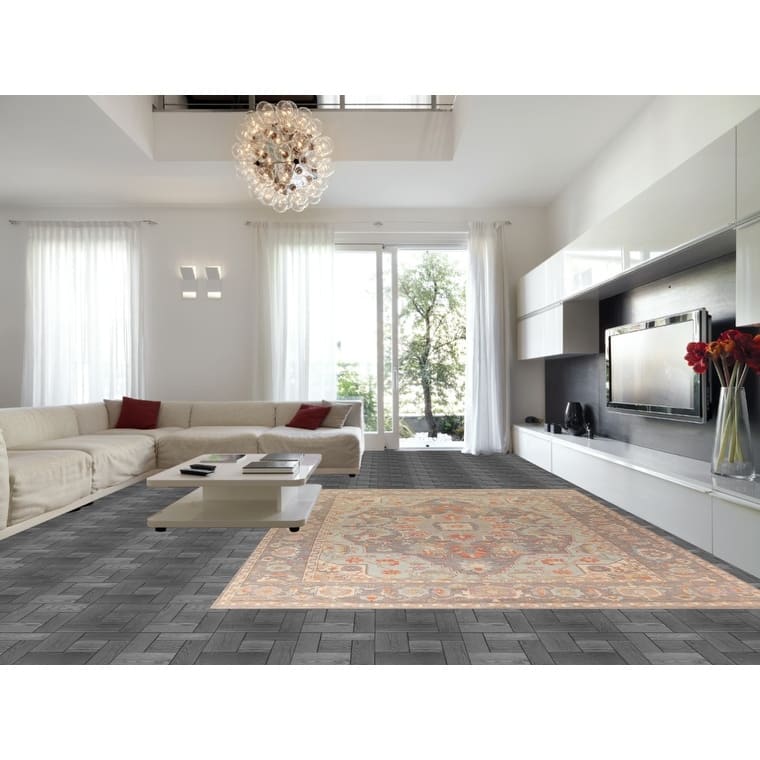 Vegetable Dye Oushak Turkish Large Area Rug Handmade Grey Wool Carpet - 10'2"x 13'9"