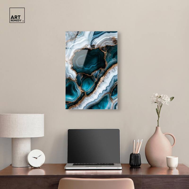 Teal Tectonic I Acrylic by Art Remedy, Ready to Hang