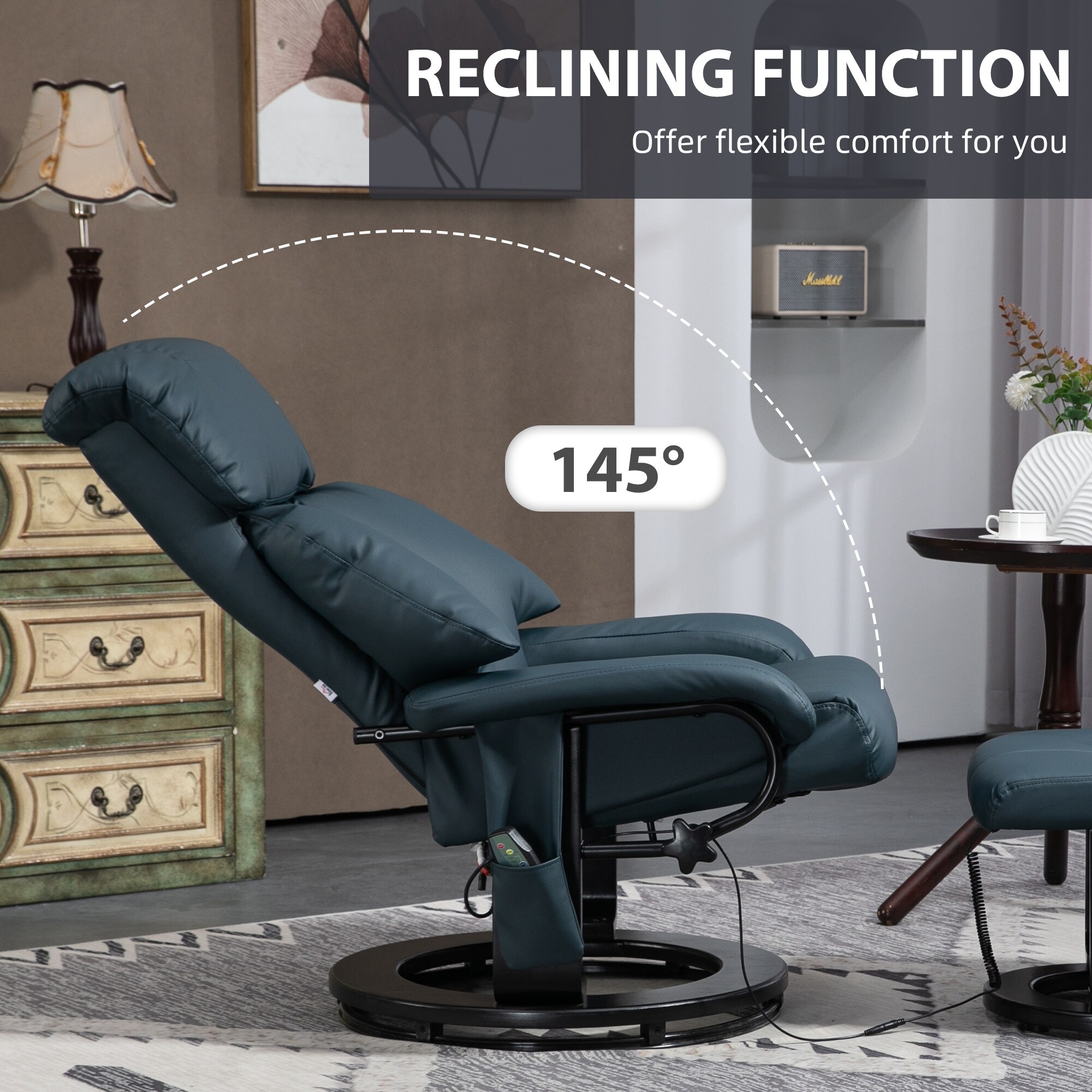 Reclining heated massage chair with ottoman discount