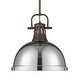 preview thumbnail 1 of 0, Yep by Golden Lighting Duncan 1-light 14in Rod Hung Pendant in Rubbed Bronze and Chrome shade