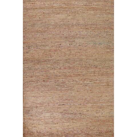 Brown Abstract Contemporary Living Room Area Rug Hand-knotted Carpet - 9'7" x 13'5"