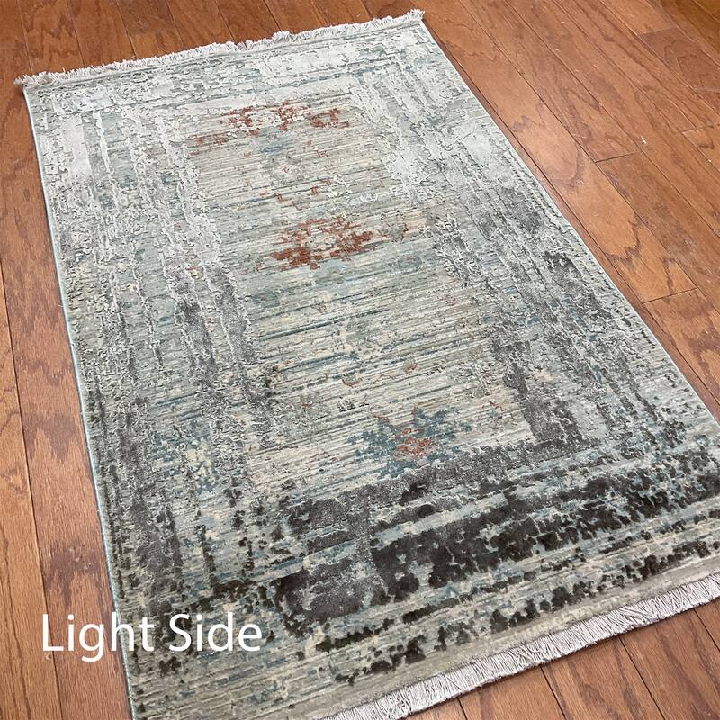 HERAT ORIENTAL Turkish Modern Erased Design Wool & Silk Rug - 2' x 2'11"