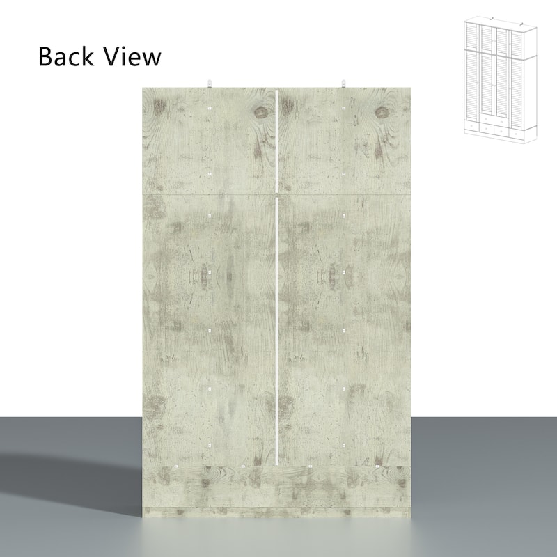 Modern 4-Door Wood Bedroom Armoire in White Closet Cabinet Wardrobe