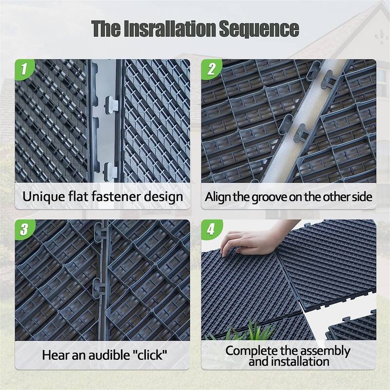 27 Pack Patio Interlocking Deck Tiles 12"x12" Square Composite Decking Tiles Striped Plastic Outdoor Flooring Tile