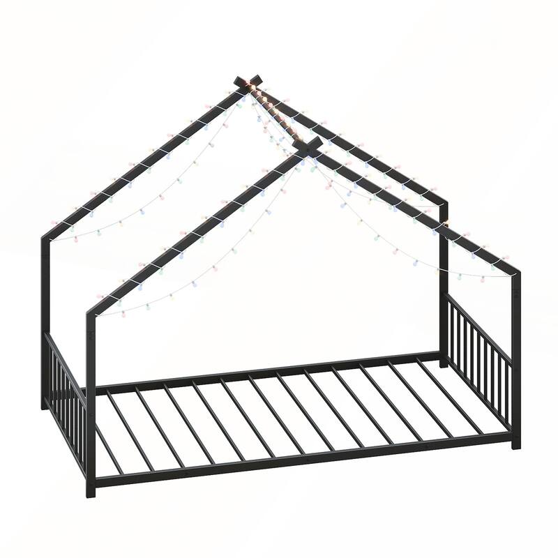 Twin size children's bed frame with LED light strips