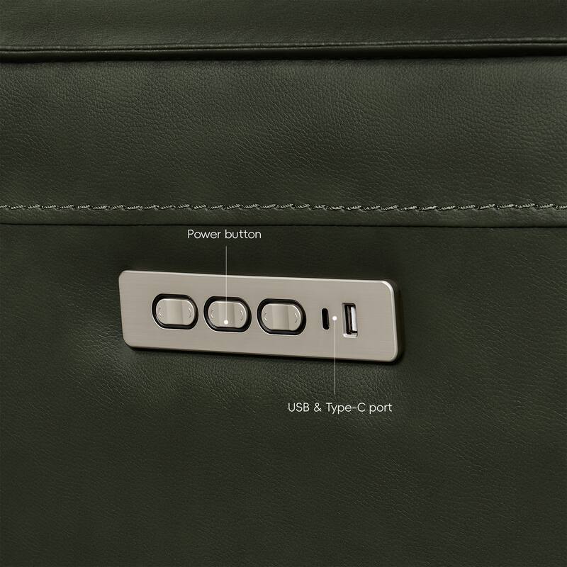 98''W Top Grain Leather Triple-Power Recliner Loveseat Sofa with Power Headrest, Pop-Out Cup Holders