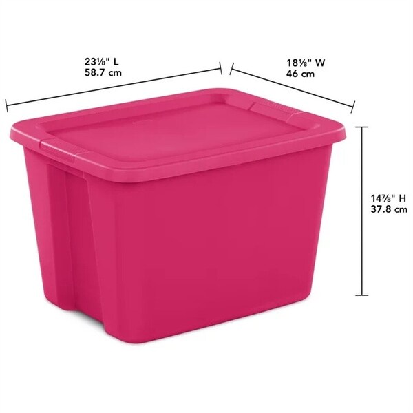 18 Gallon Tote Box Plastic, Fuchsia Burst, Set of 8 - Bed Bath