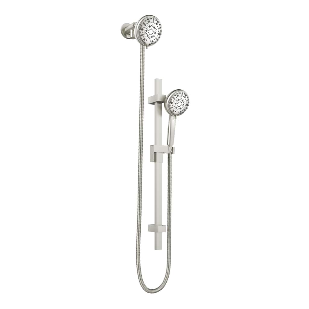 Retreat 4-in Multi-function Showerhead Shower System with Slide Bar and Multi-function Handshower Brushed Nickel 1.8 GPM