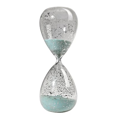 Doug 10 Inch Decorative 60 Minute Hourglass Accent Decor, Teal Blue Sand