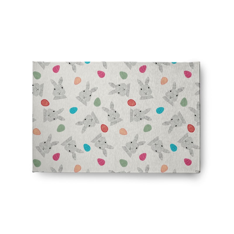 Bunnies and Eggs Easter Chenille Rug - Whisper White - 2' x 3'