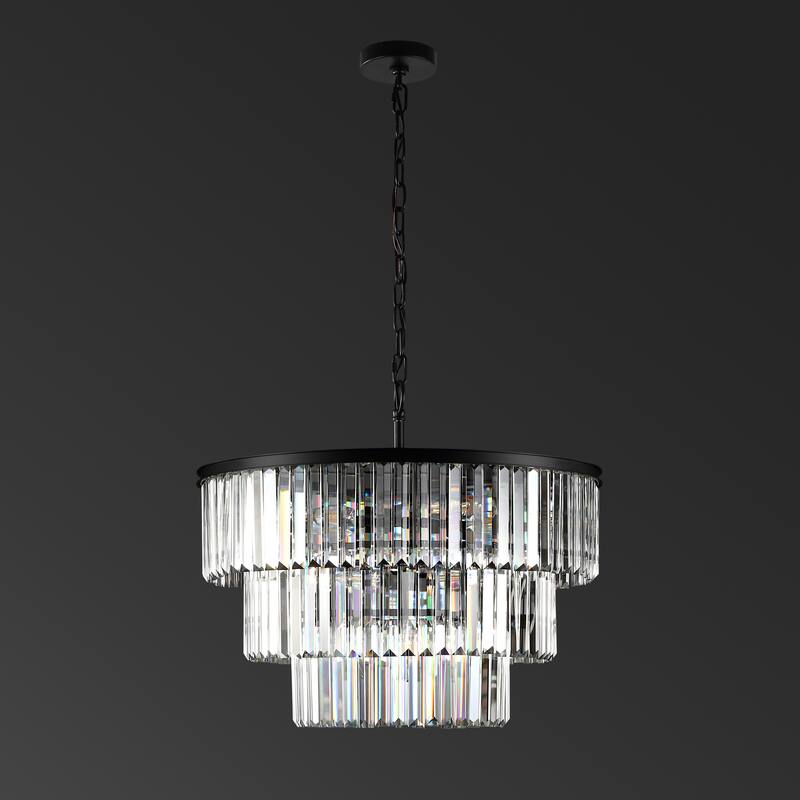 SAFAVIEH Couture Leonor Art Deco 3 Tier Chandelier - 24 In W x 24 In D x 21 / 69 In H