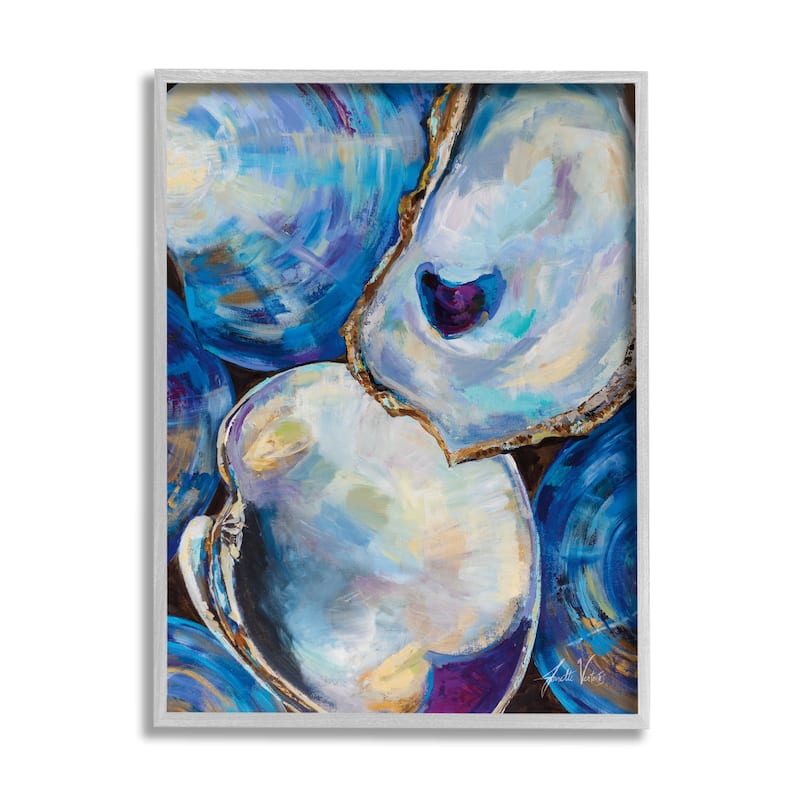 Stupell Expressive Coastal Seashells Abstract Mussel Clam Painting Framed Wall Art - Orange
