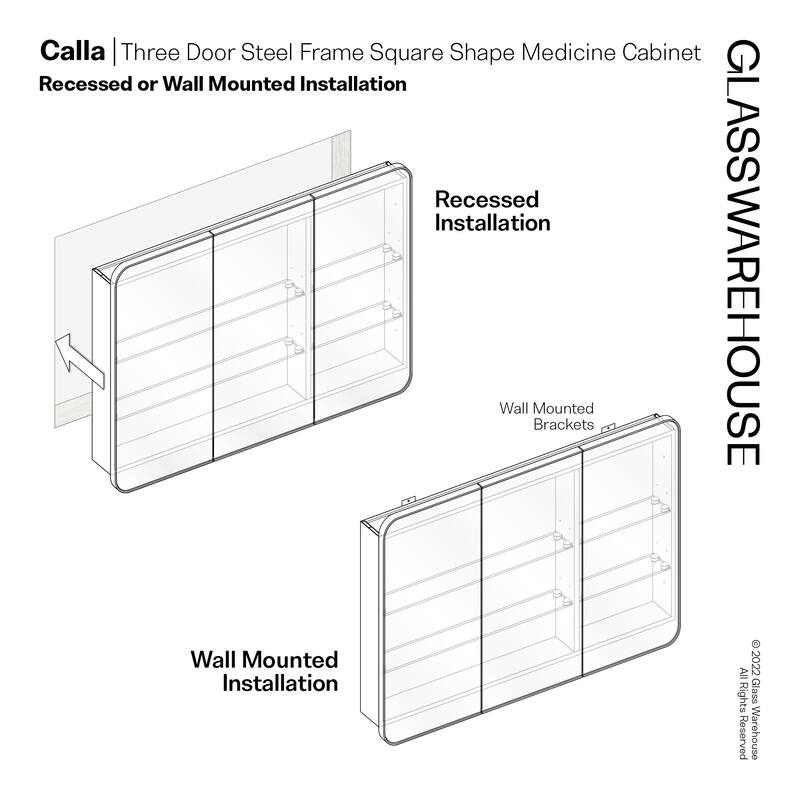 Glass Warehouse SC3-SQ-48X32 Calla 48" x 32" Framed Triple Door