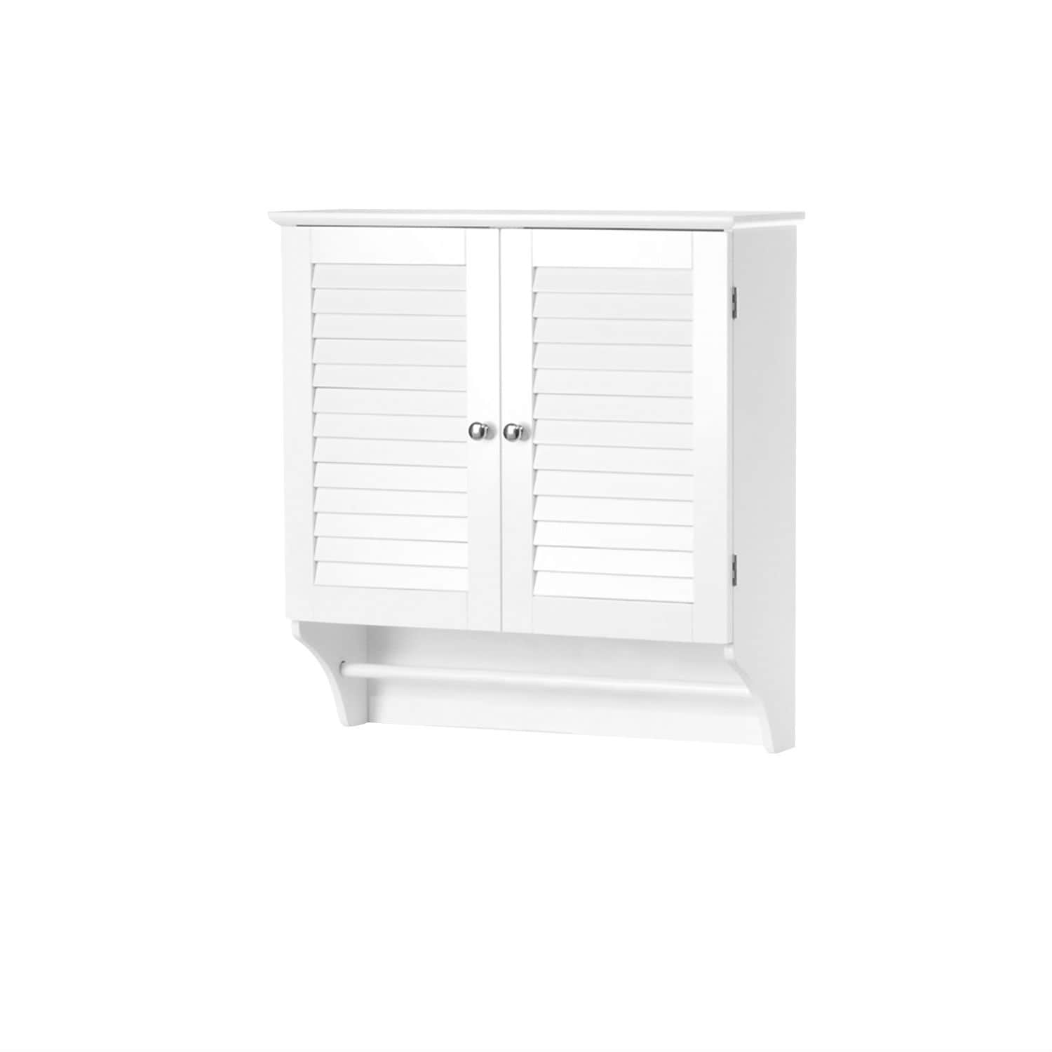 Shop White Bathroom Wall Cabinet With 2 Louver Shutter Doors And